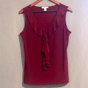 Dress Barn Burgundy Sleeveless Front Ruffle Top Size M